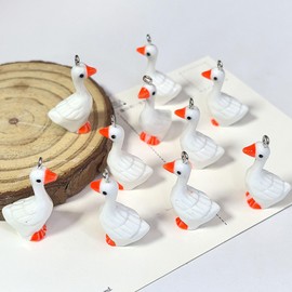 ARTISAMILY 10pcs Goose Bracelet Keychain Charms White Goose Resin Necklace Pendants Lovely Hang Ornament Cute Dangle Earring Charms 32x20 mm for DIY Craft Jewelry Making