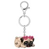 DUOWEI Acrylic Cute Pug Dog Keychain Key Ring Pug Gifts