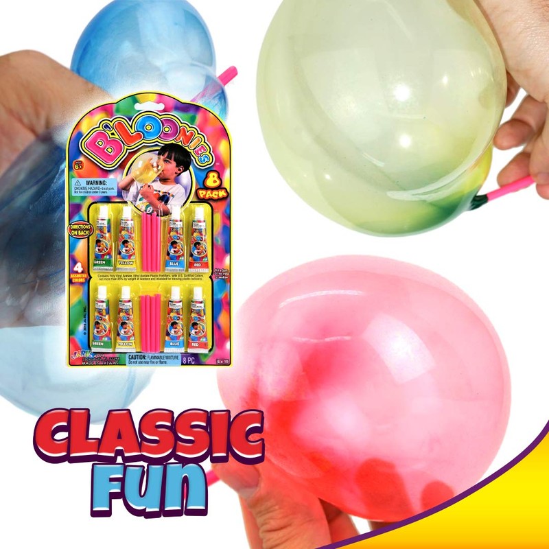 JA-RU Bloonies Magic Plastic Bubbles Balloons Variety Pack (8 Tubes