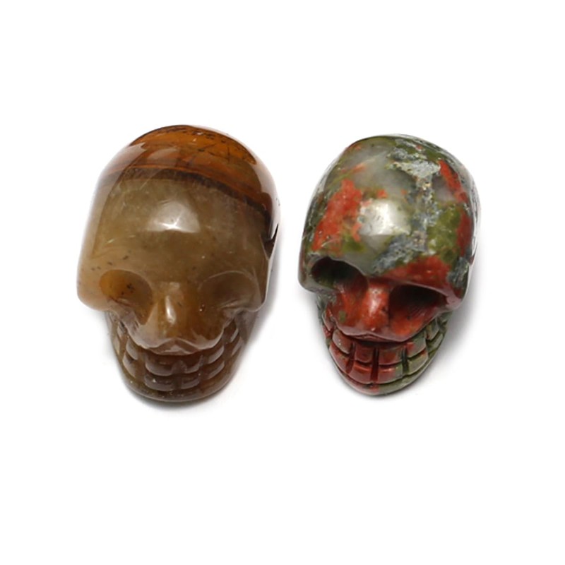 LHJ 7 Pcs Natural Stone Crystal Décor Figurines Skull Decoration