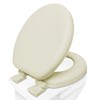 Plexon Soft Cushioned Toilet Seat, Round, Bone, Slow-Close Lid &
