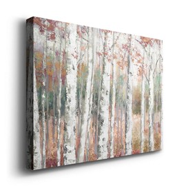 Renditions Gallery Canvas Nature Wall Art Modern Paintings Decorations Autumn Birch Forest Rustic Abstract Vibrant Foliage Wall Hanging Artwork for Bedroom Office Kitchen - 32"x48" LT33