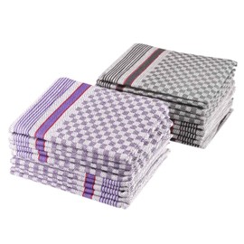 Sterzbachs 100% Cotton Kitchen Towels, 45 x 70 cm, Set of 10, 220 GSM, High-Quality Tea Towels, Dish Towels, Dishcloths, Super Absorbent and Sustainable Checked - Pro Grey