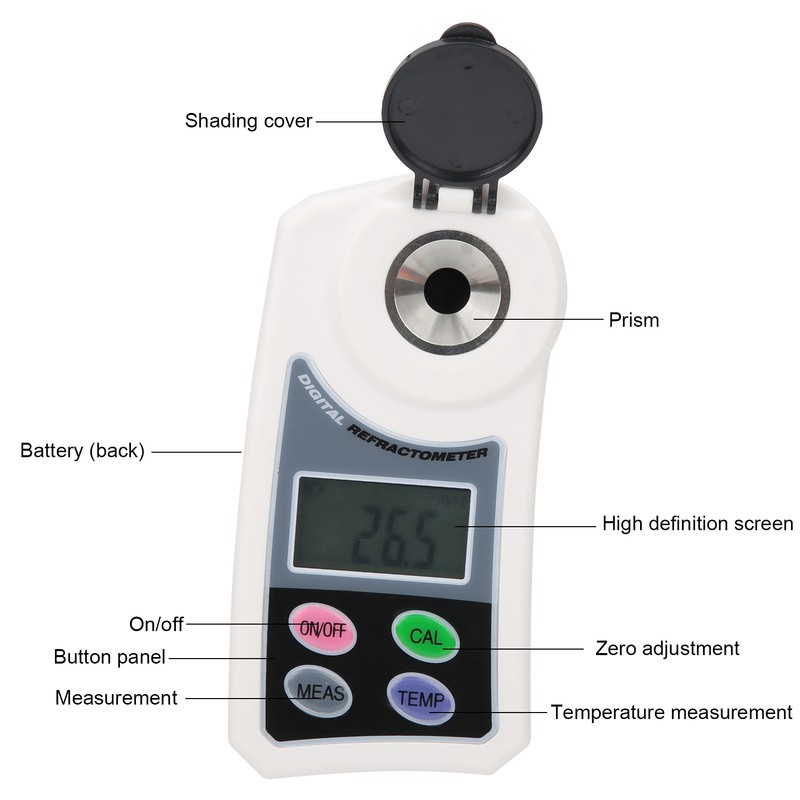 Digital Brix Refractometer Portable Handheld Digital Sugar Salinity Meter for