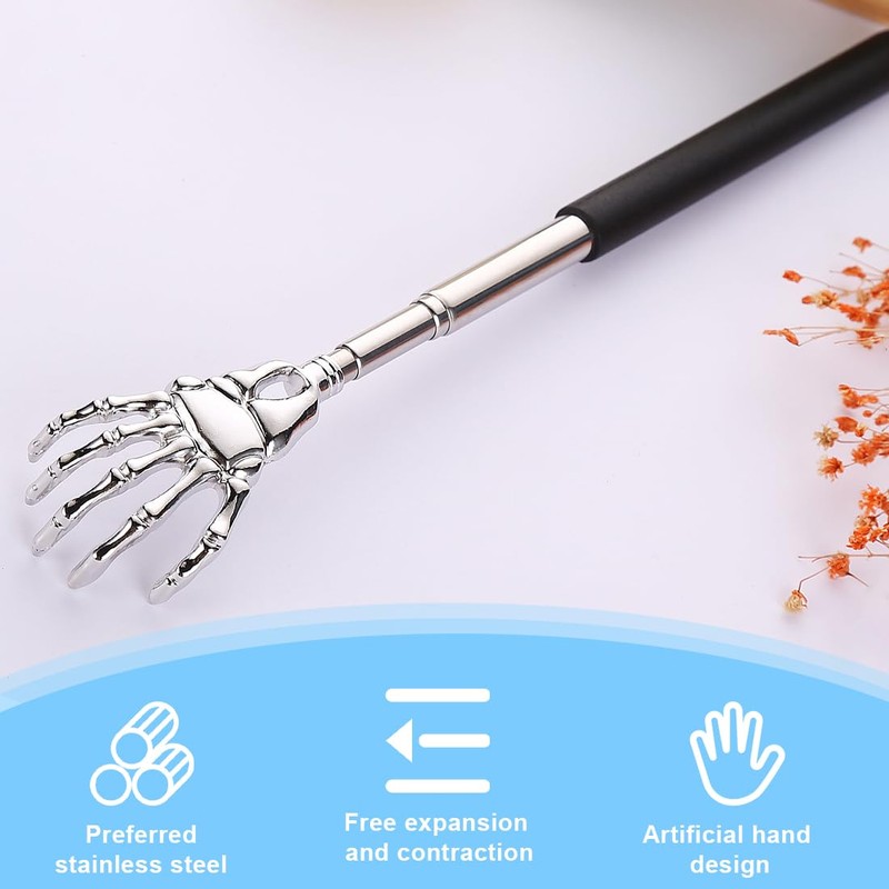 KEQAR 1 x Stainless Steel Telescopic Back Scratcher, Extendable Scratcher