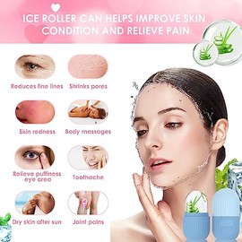 Rodillo de hielo facial, GeeRic Hielo para Masaje Facial Reutilizable para ojos, cuello, rodillo de masaje facial de belleza para eliminar crculos... 