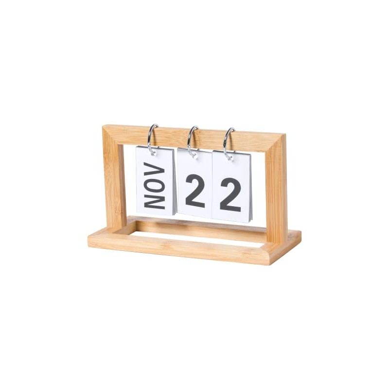 Perpetual Folding Calendar Bamboo Wood Desk Calendar for Office, Household