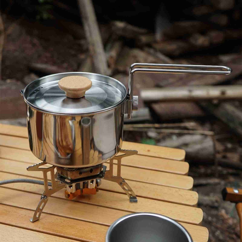 Camping Pot 304 Stainless Steel Portable Camping Kettle with Foldable