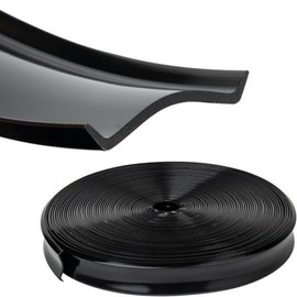 1'' RV Trim Molding Insert, 50 FT Heavy Duty RV Weather Stripping Exterior Replacement, Black Rubber Vinyl RVs Trim, Waterproof Screw Cover Corner for Camper Travel Trailer Boat Channel