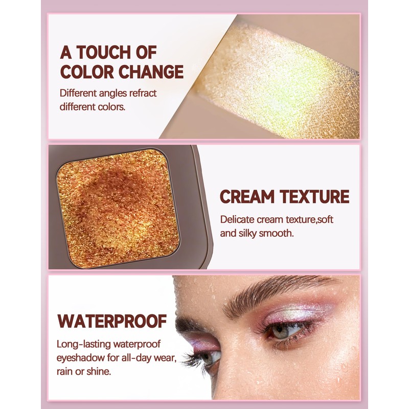 Duochrome Eyeshadow Palette, Multichrome Chameleon Holographic Eye Shadow