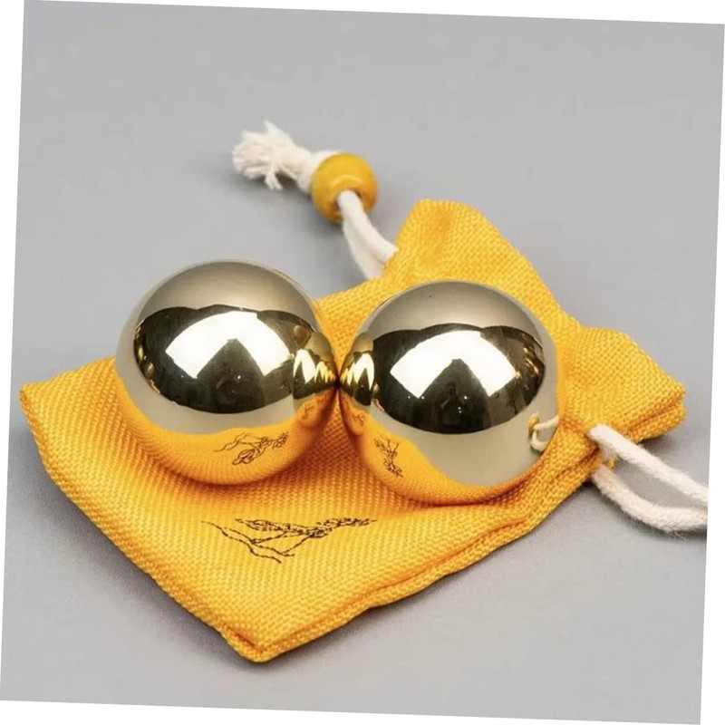 Mobestech 2pcs Brass Exercise Balls Smooth Metal Sphere Palm Exercise