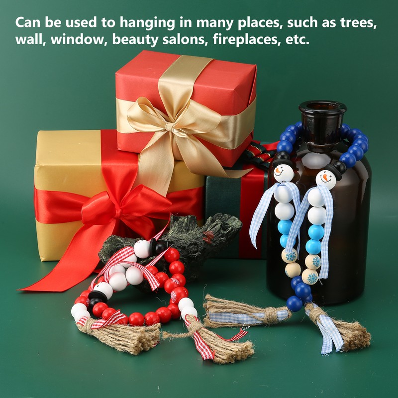 Wooden Bead String DIY Christmas Party Decoration Wall Hanging Long