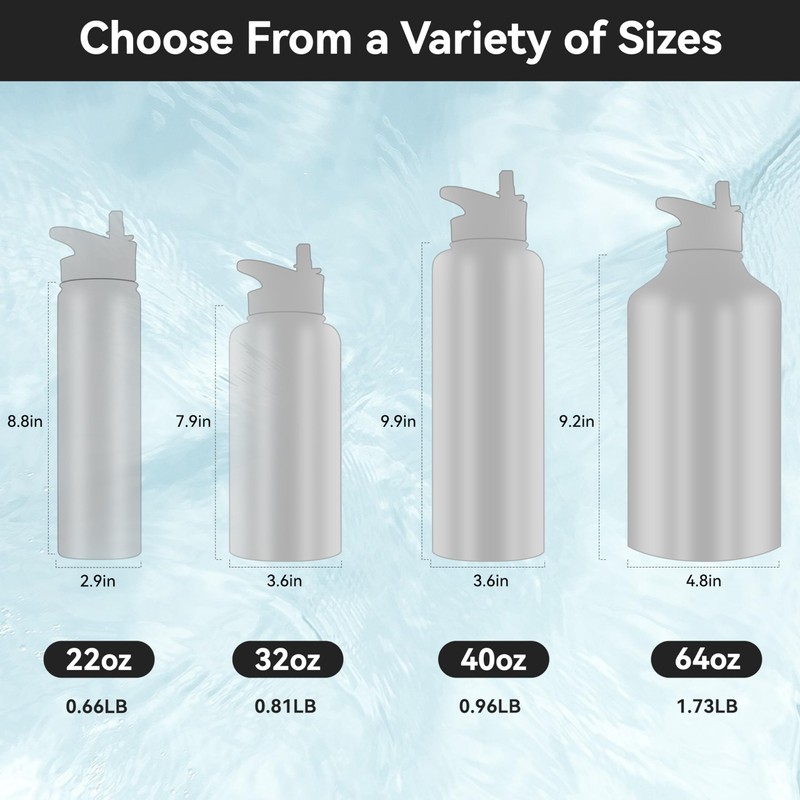 HASLE OUTFITTERS Half Gallon Insulated Water Bottles 64 oz, Stainless