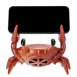 360 Degree Surround Sound Speaker with Crab Shape Bracket, 2 in 1 Mobile Phone Stand, Vivid Double Tongs for Decoration (Red)