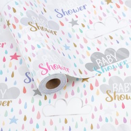 BIOBROWN Baby Shower Wrapping Paper - 17 Inches X 33 Feet (47 sq. ft. ttl.) Colorful Raindrop and Cloud Design Stone Paper for Baby Shower, Birthday, Newborn Gifts, Party, Holiday, Girls Boys Kids