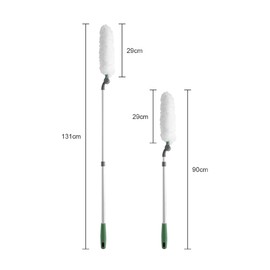 TREATLIFE HOME Efficient Microfiber Long Handle Duster with Flexible Head and Extension Bar, Easy to Use, Reusable, White