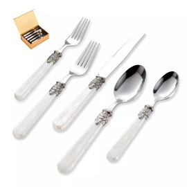 CATHYLIN REVERIE Collection 20-piece 18/10 Stainless Steel Vintage Flatware set,Sliver...