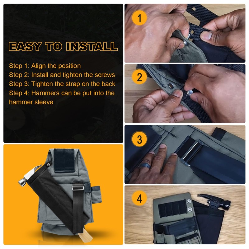 Hammer Holster Compatible with Diamondback Tool Belt, Left Handed Hammer