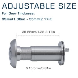 RONESS Door viewer, Peephole for Door, Door Peephole with Cover,Security Peephole with Rotating Cover, Wide Angel Peephole, Door viewer Adjustable for 1.38-2.17in with Drill bit (Satin Nickel)