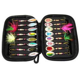 16-Piece Fishing Lure, Blinker/Spinner/Wobbler Set, Fishing Set with Carry Bag for Pike, Zander, Perch and Trout