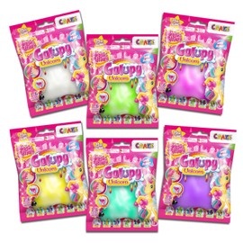 CRAZE Magic Slime Foil Bag Slime Children's Set of 6 with Glitter & Galupy Unicorn Figure Surprise, Slime Kit in 6 x 75 ml Bags