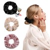 Pack of 3 Velvet Scrunchies with Zip, Flannel Hair Rope
