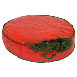 Christmas Wreath Storage Bag, Garland Storage Bag, Holds up to 60 cm Long Artificial Wreaths, Durable, Waterproof Material, Storage Bag with Zip and Carry Handles
