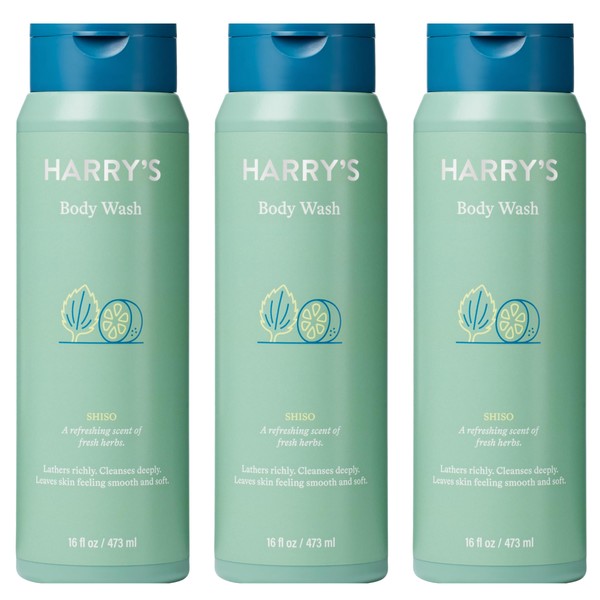 Harry's Men's Body Wash Shower Gel - Shiso, 16 Fl Oz (Pack of 3)