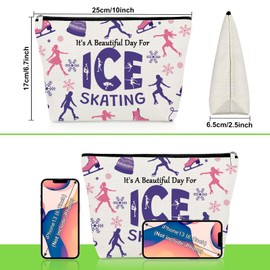 Gevody Skater Gifts for Women Ice Skating Lover Makeup Bag Inspirational Gift for Her Figure Skater Skating Team Toiletry Bag Graduation Christmas Birthday Present for Ice Teams Travel Cosmetic Pouch