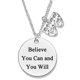 Jielahua Theater Lover Gifts for Actress Theater Necklace for Best Friends Acting Gift for Women Drama Teacher Inspirational Gift Thespian Inspirational jewelry Theater Graduation Gift Birthday Gifts
