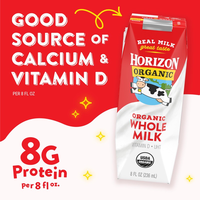 Horizon Organic Shelf Stable Whole Milk Boxes, USDA Certified Organic