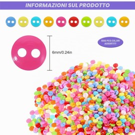 Bottoni piccoli da 6 mm per artigianato, 1000 pezzi di bottoni colorati misti con 2 fori, bottoni rotondi mini per artigianato e cucito