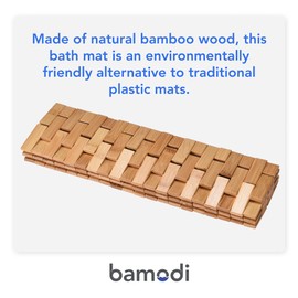 Bamodi Bathroom Bamboo Floor Mat - Wooden Bath Rug - Natural Wood Accessories for Spa, Bathtub, Kitchen, Pool, Beach Area - Mats for Inside Shower