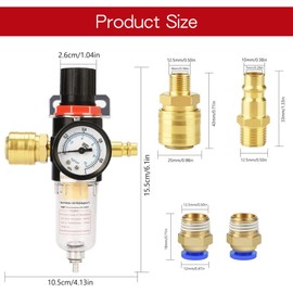 Antesen 1/4" Air Filter Regulator Compressor Pressure Peducer Compressed Air Regulator Air Filter Regulator with Water Separator and Quick Couplings for Compressor Filter