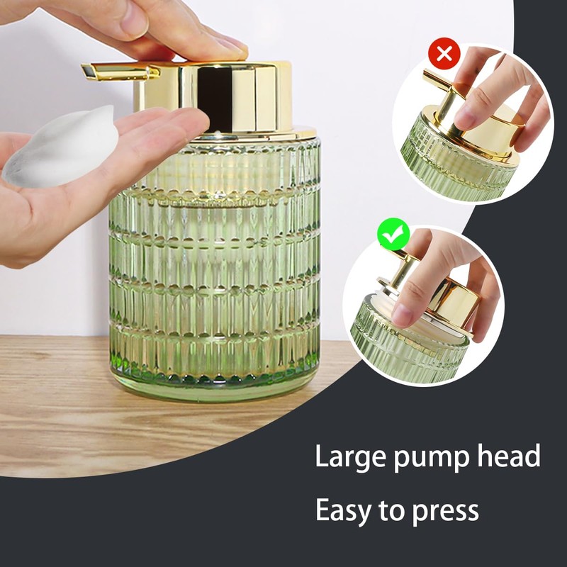 Tonxus Green Foaming Soap Dispenser, Glass Foam Hand Soap Dispenser