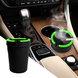 QZTYTY Glow in The Dark Car Ashtray, Smell Proof, Multifunctional with Lid, Smokeless for Car Truck SUV, Black