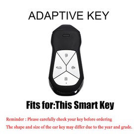 HIBEYO Key Fob Cover Compatible with Xpeng Xiaopeng P5 P7 G9 G3i Accessories Alloy Key Case&Smooth Leather Key Cover with Keychain Fit for Xiaopeng Key Shell-Long Keychain