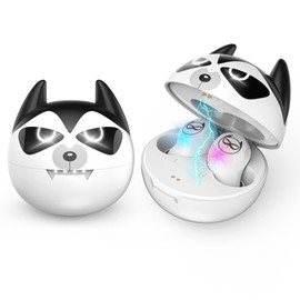 Auriculares inalámbricos verdaderos, Bluetooth 5.0 con reducción de ruido y funda de carga, lindos auriculares intrauditivos para niños, 36H tiempo de reproducción IPX5 resistente al agua, control táctil, auriculares estéreo HiFi para adultos