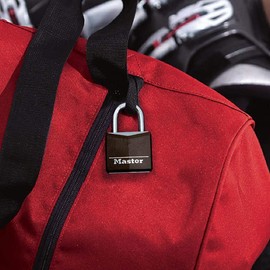 Master Lock Black Outdoor Key Lock, Standard Weather Resistant Padlock with Cover, Keyed Alike Padlocks for Lockers, Fences, Sheds, or Other Equipment, 4 Pack, 131Q