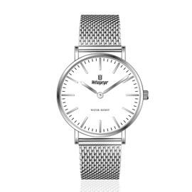 Weayege Women's Analogue Quartz Wrist Watch, Women's Watches Leather Strap Luxury Quartz Watches Waterproof Fashion Creative Watch for Women, silver / white, Bracelet