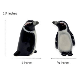 WitnyStore Tiny 1¼" Standing Look Right Humboldt Penguin - Miniature Hand Made Ceramic Aquatic Flightless Marine Bird Antarctic Polar Animals Porcelain Decorative Collectible Figurines Décor Gifts