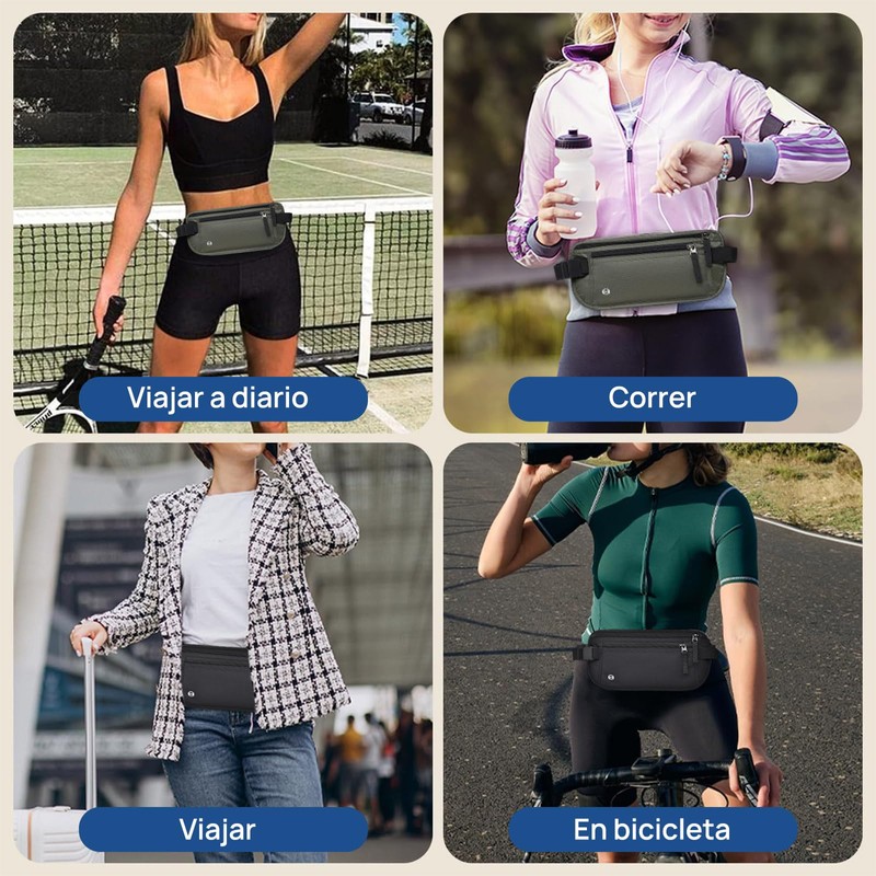 Cangurera de Viaje 2 Piezas, Cinturón de Viaje con Bloqueo