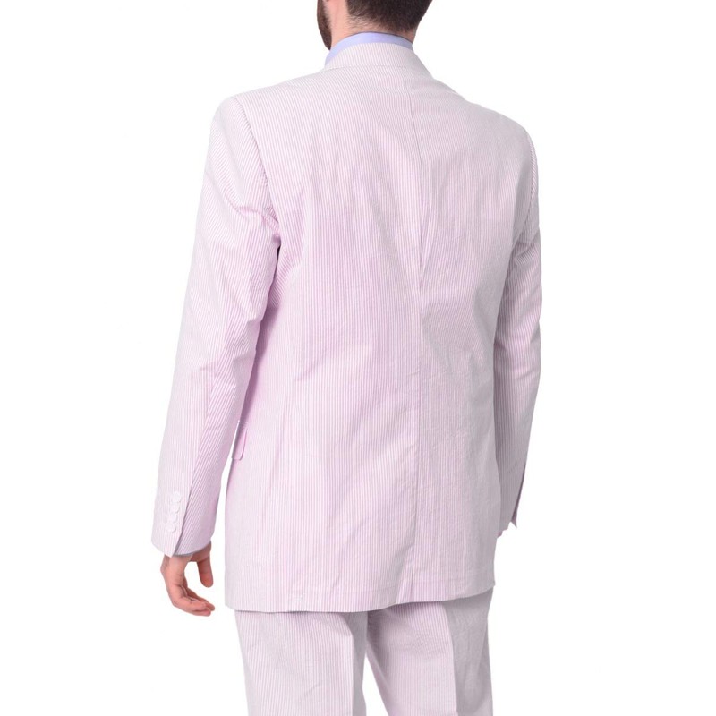 Emigre 39R Men's 100% Cotton Pink Striped Seersucker Suit