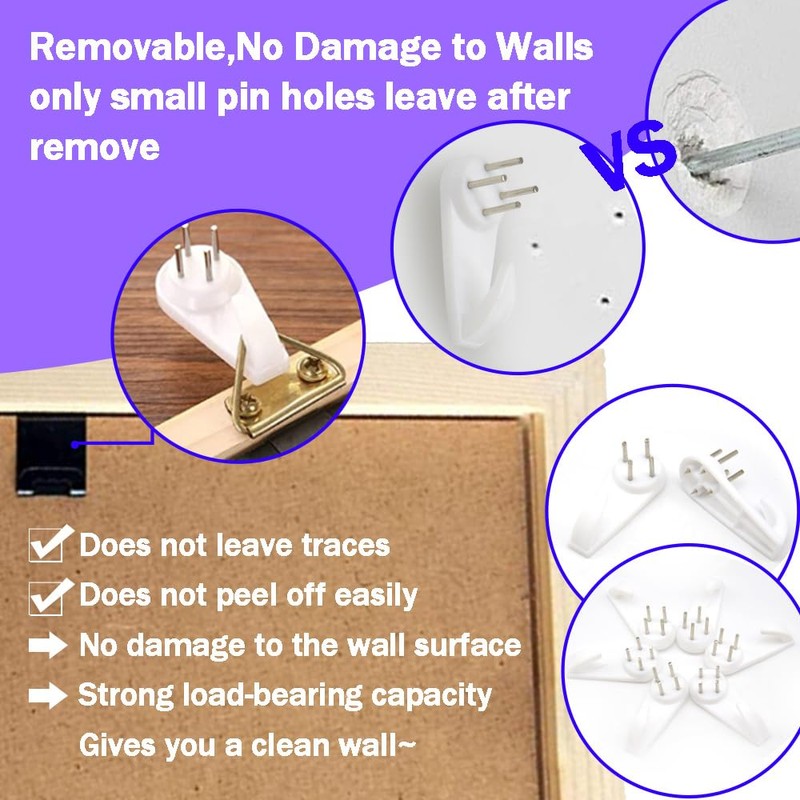 Yosawo 20 Pieces Picture Hooks Non-Trace Hook Plastic Hardwall Hanger