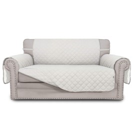 Easy-Going Reversible Loveseat Couch Cover for 2 Cushion Couch Sofa Cover for Dogs Water Resistant Furniture Protector with Foam Sticks Elastic Straps for Pet (Loveseat, Ivory/Ivory)