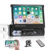 Bluetooth Single Din Car Stereo 7 Inch Retractable Touchscreen Car Radio with Backup Camera Support Mirror Link