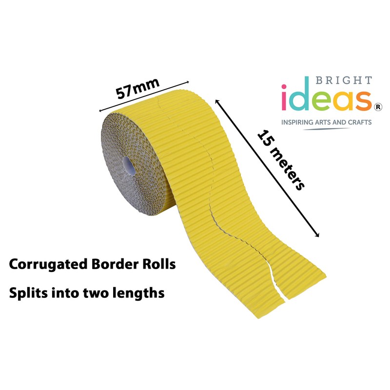 Bright Ideas Corrugated Border Roll for School Displays, Canary, 10cm