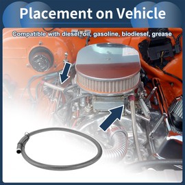 INFINAUTO AN10 Fuel Line Hose 4.5ft 5/9"ID Fuel Hose 4/5"OD for Car CPE Rubber Stainless Steel Braided Vacuum Hose Silver Tone