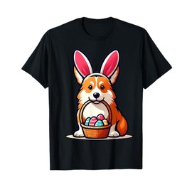 Cute Bunny Ear Pembroke Welsh Corgi Dog Easter Eggs Owner Men Women Kids T-Shirt