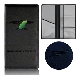 QOMAGO car registration and insurance holder premium Leather insurance card holder Documents Organizer car interior accessories for Women Men (GxxxxxS)